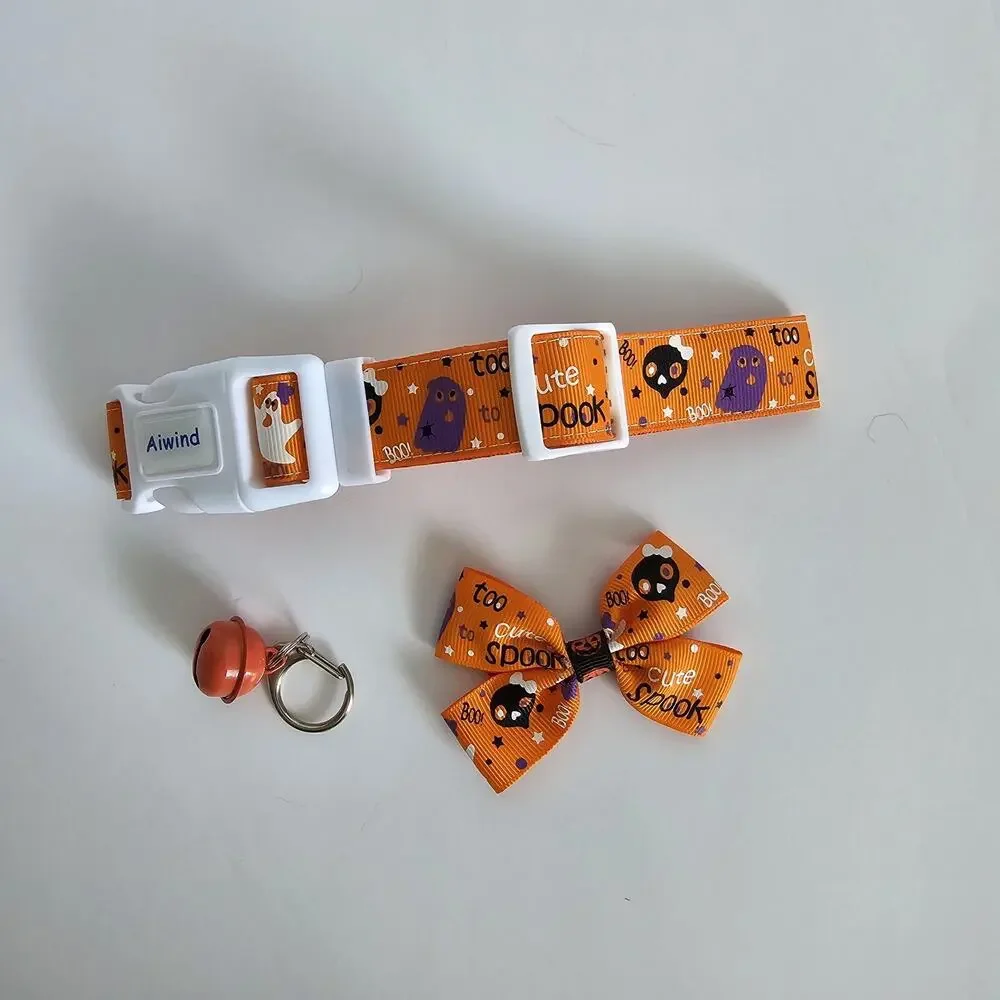 Halloween Dog Collar Bow & Bell Medium 10-16